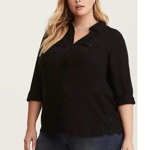 TORRID LACE INSET CAMP SHIRT